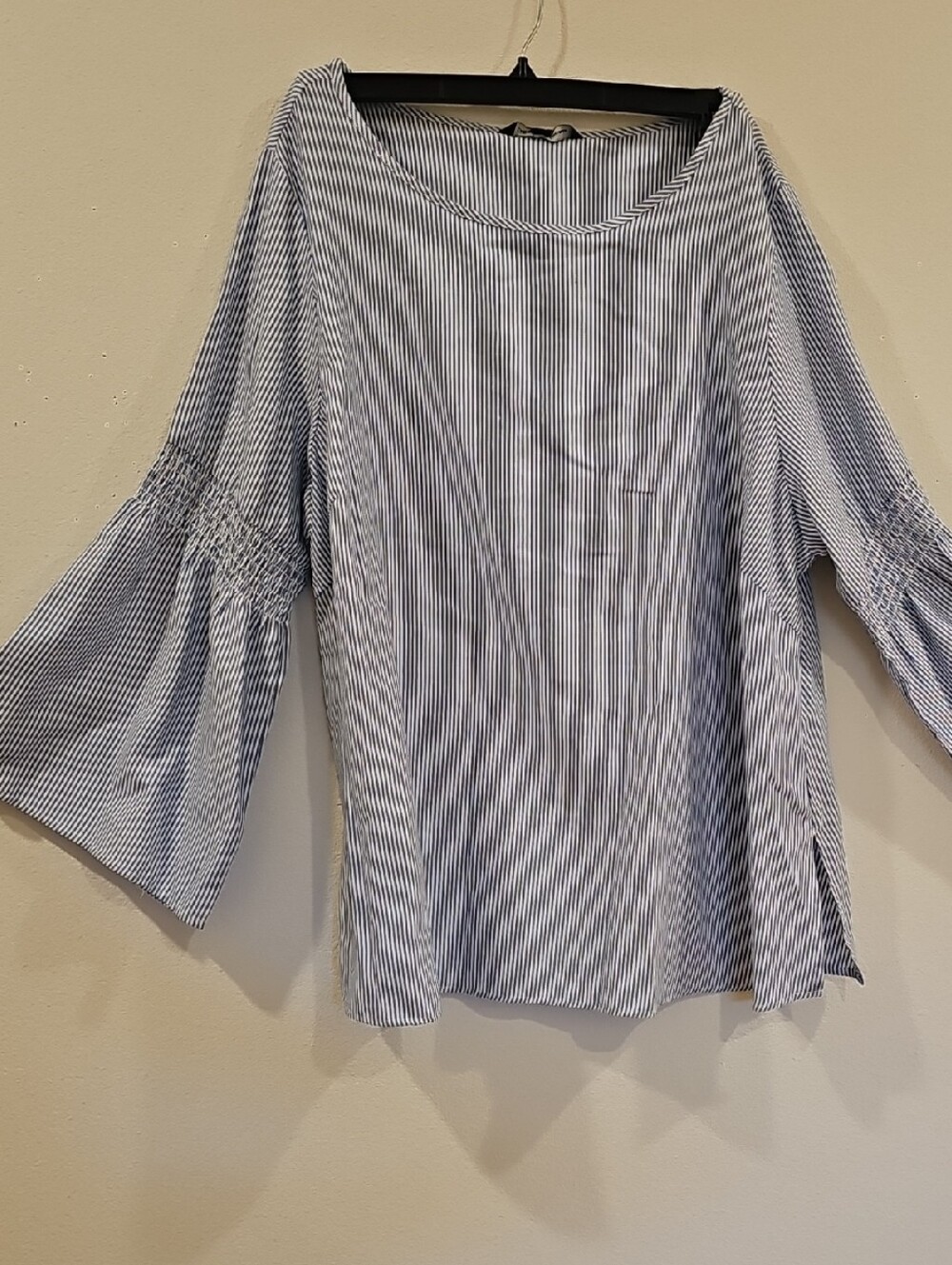 Zac & Rachel Blue and White Striped Bell Sleeve Blouse
